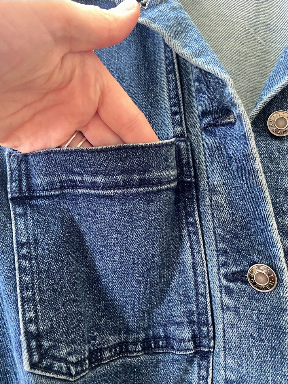 OAT New York Denim Belted Jean Jacket Blue Large - Picture 3 of 11